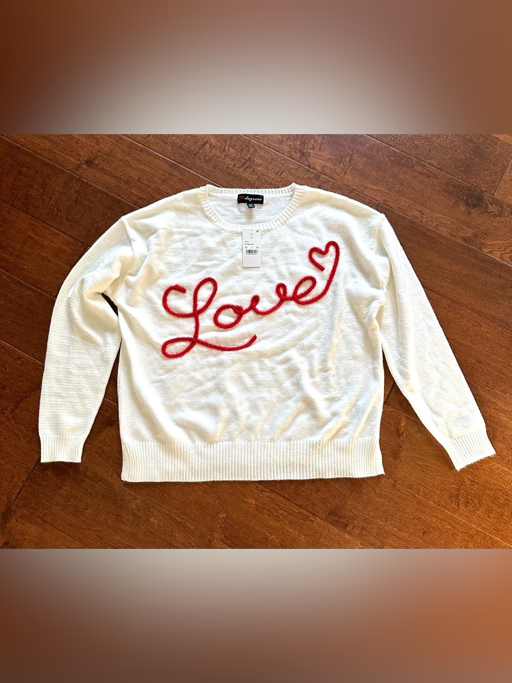 32 Degrees Cream Sweater with Red 'Love' Script - Picture 2 of 6